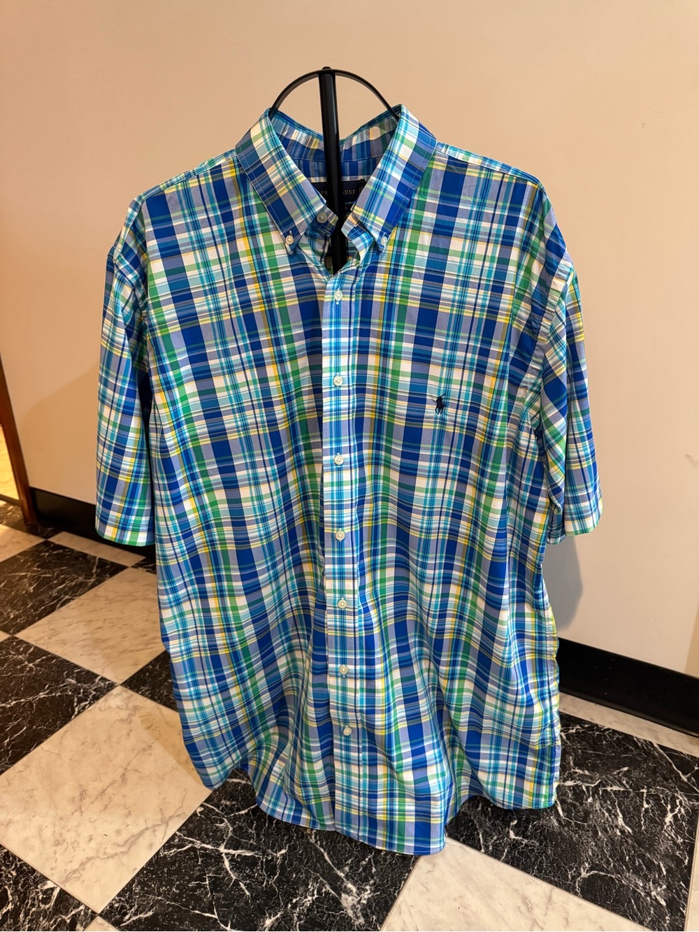 Polo Ralph Lauren Performance Stretch Plaid Button Up Shirt XLT Golf Outdoors